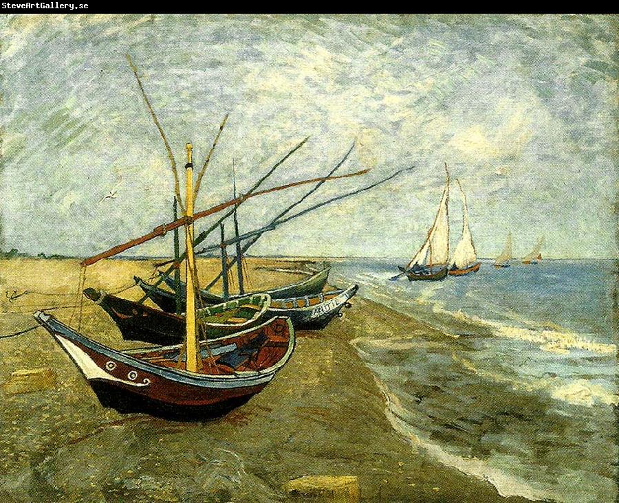 Vincent Van Gogh fiskear pa stranden vid saintes-mariesbat